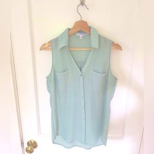 Express Sleeveless Button-Up Blouse